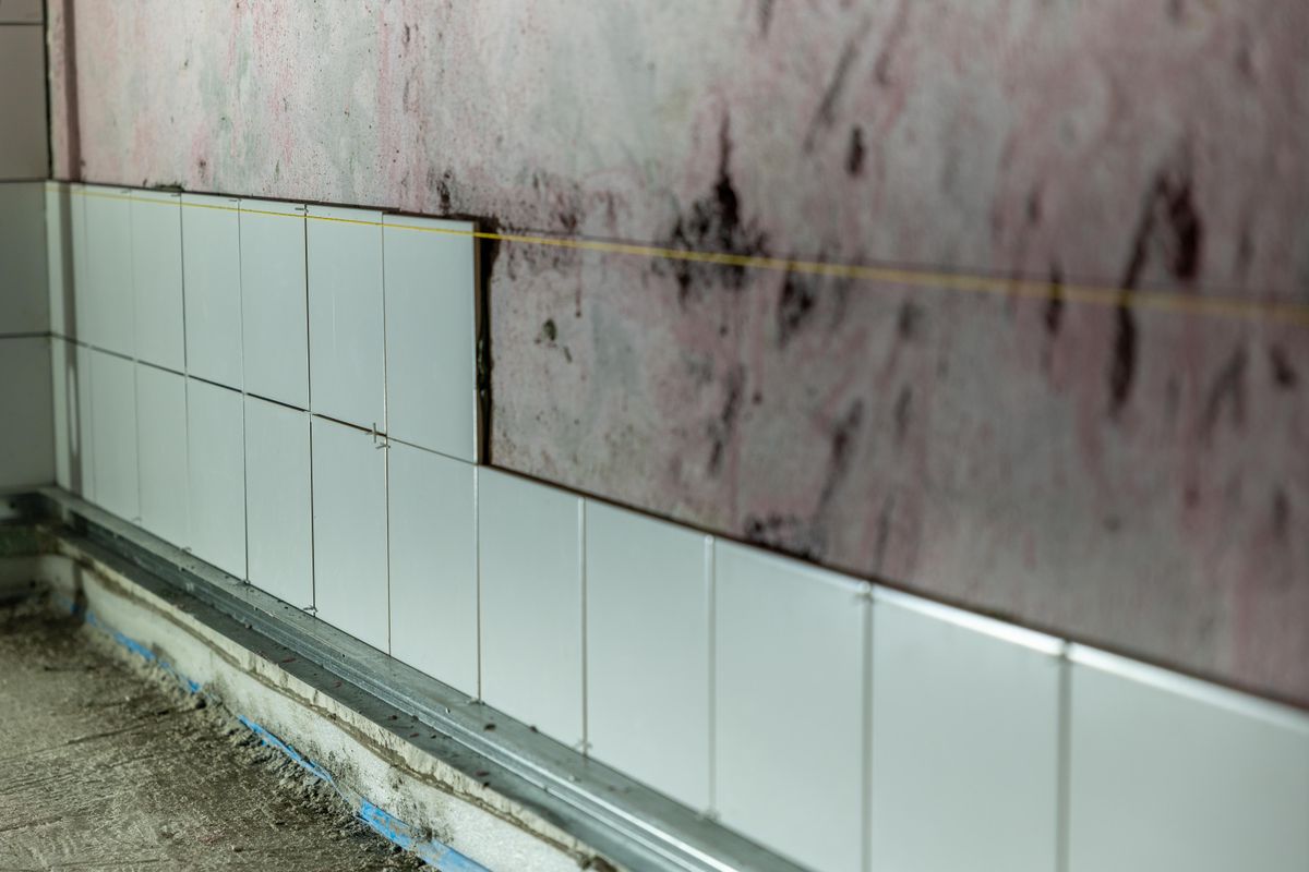 Flooring being removed as part of a renovation
